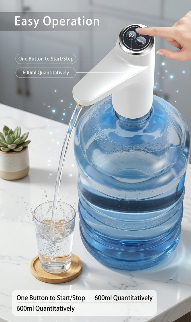 Smart Electric Water Dispenser – USB Rechargeable Automatic 5 Gallon Bottle Pump