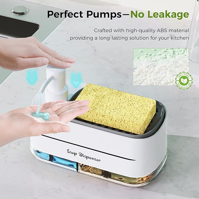 2-in-1 Dual Compartment Soap Dispenser and Sponge Holder