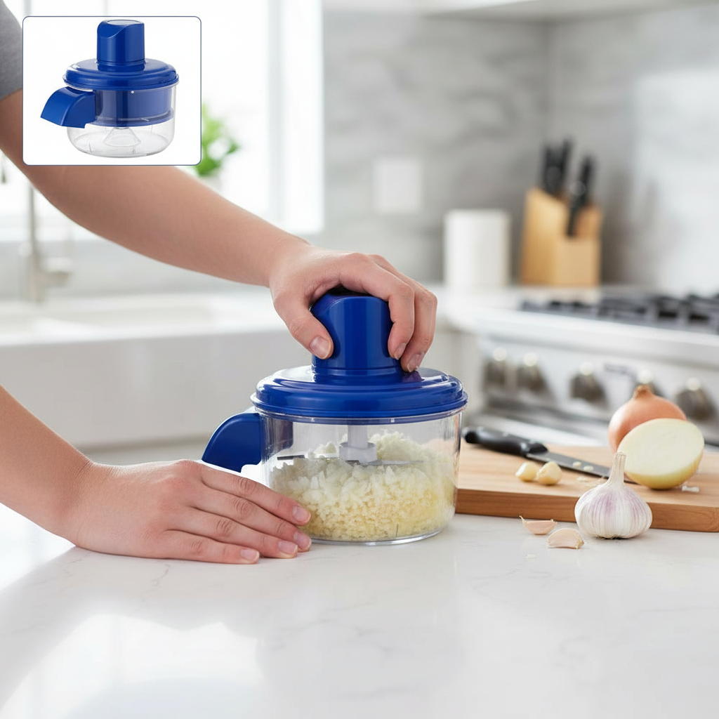 Blue Food Chopper - In Use