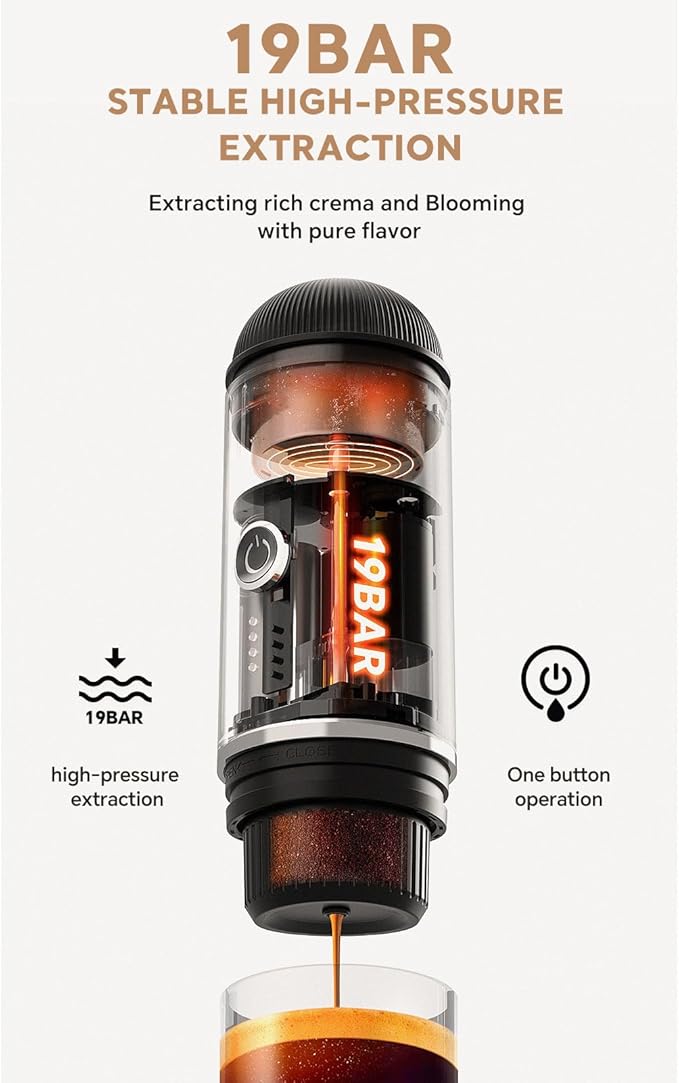 Portable Electric Espresso Maker – 92°C Constant Extraction for Richer Coffee