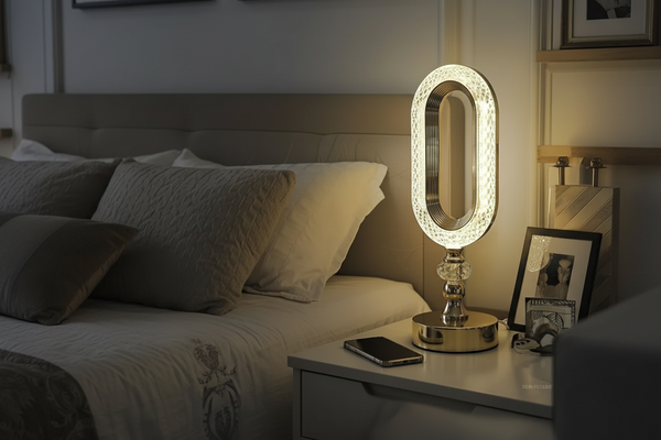 Luxury Crystal LED Table Lamp – Dimmable Diamond Bedside Lamp