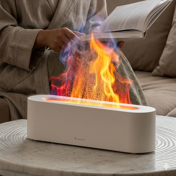 Flame Aroma Diffuser - Ultrasonic Humidifier with Realistic Flame Effect