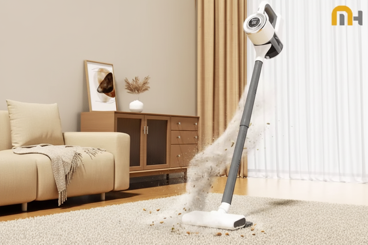 Denx Cordless Stick Vacuum - 2-in-1 Suction & Tow for Deep Home Cleaning